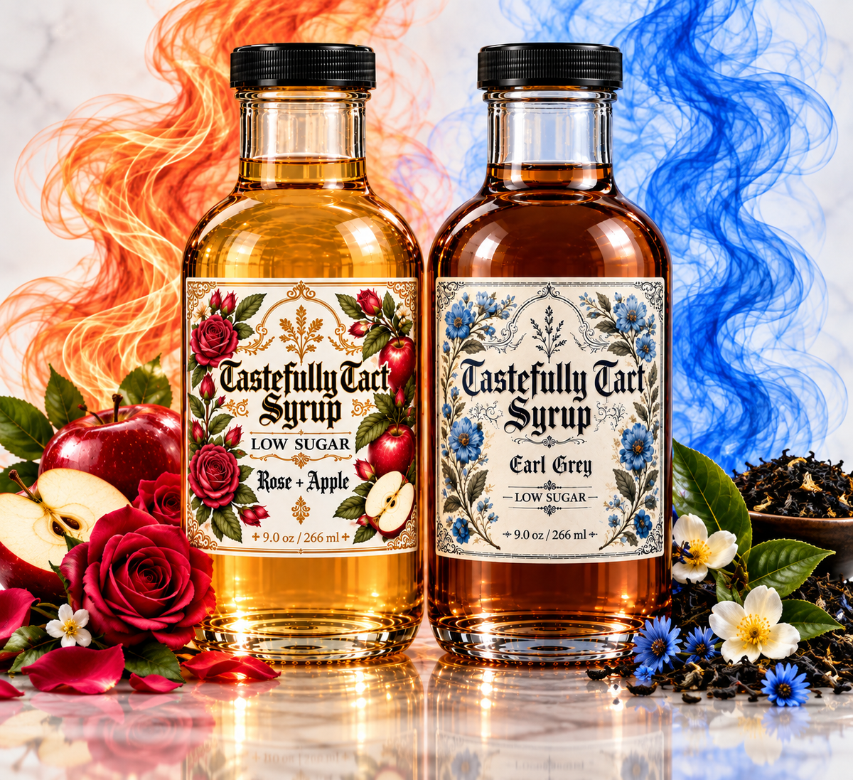 Low Sugar Rose + Apple & Low Sugar Earl Grey Simple Syrup Bundle