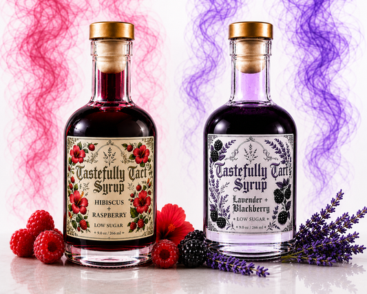 Low Sugar Hibiscus + Raspberry & Low Sugar Lavender + Blackberry Syrup Bundle