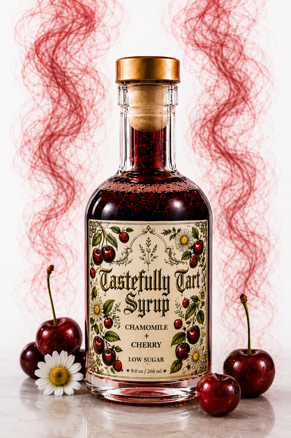 Low Sugar Chamomile + Cherry Simple Syrup