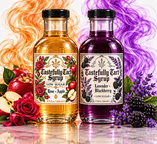 Low Sugar Rose + Apple & Low Sugar Lavender + Blackberry Simple Syrup Bundle