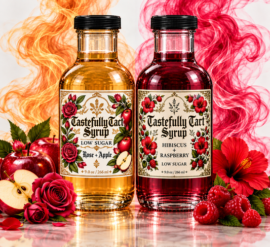 Low Sugar Rose + Apple & Low Sugar Hibiscus + Raspberry Simple Syrup Bundle