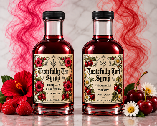 Low Sugar Hibiscus + Raspberry & Low Sugar Chamomile + Cherry Syrup Bundle