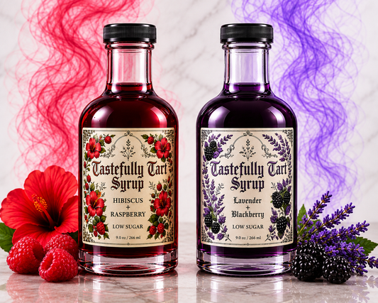 Low Sugar Hibiscus + Raspberry & Low Sugar Lavender + Blackberry Syrup Bundle